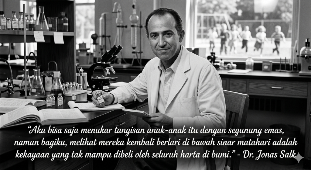 Foto bersejarah Dr Jonas Salk ilmuwan penyelamat jutaan nyawa anak dari kelumpuhan wabah polio